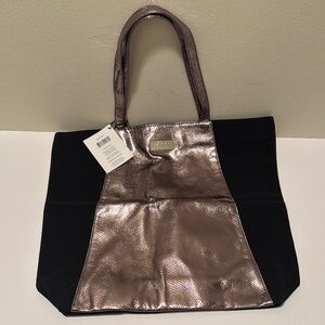 NWOT Jimmy Choo Black and Metallic Tote Bag with Textured Finish